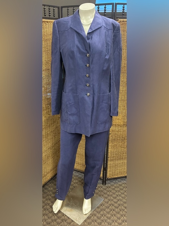 Escada Other - Escada Margaretha Ley Linen Suit Set Blue EU 40 Blazer Pants Vintage Designer
